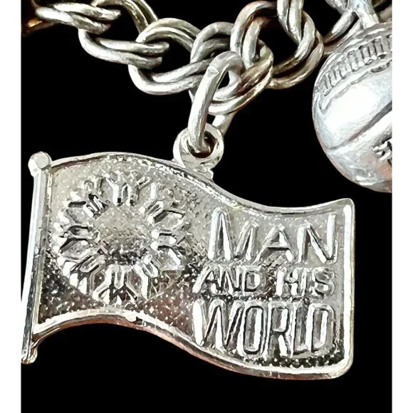 Sterling Silver Charm Bracelet W/ Pinecone Mug Clover & State Charms VTG 6.25” L - Picture 11 of 15